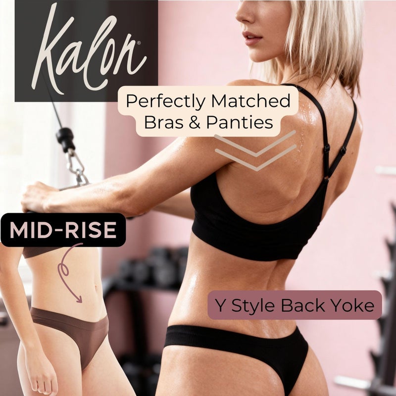 Kalon 6 Pack Women's Nylon Spandex Thong Underwear (Large, Basics) - Image 5